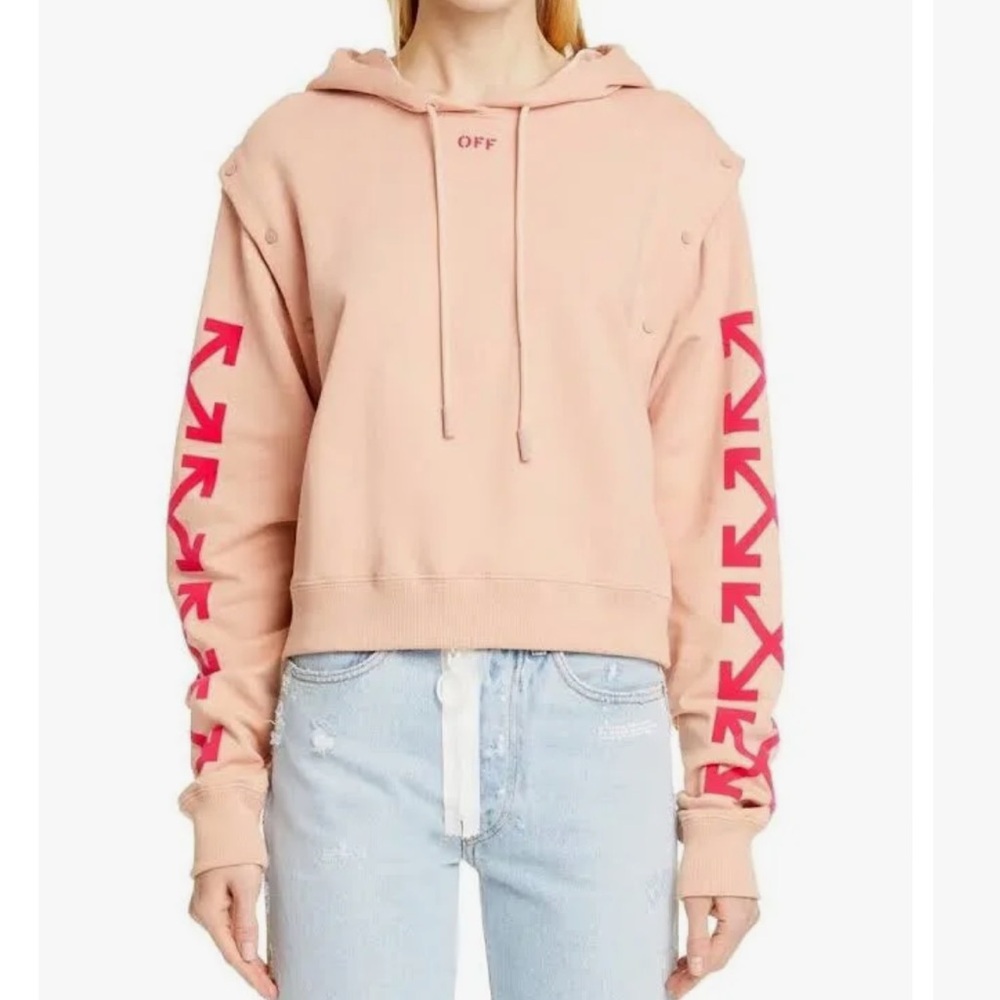 Off White Brand women’s cropped logo hoodie - EUC